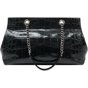 Kate Spade Knightsbridge Black Patent Croc Embossed Chain Tote Shoulder Bag Tote
